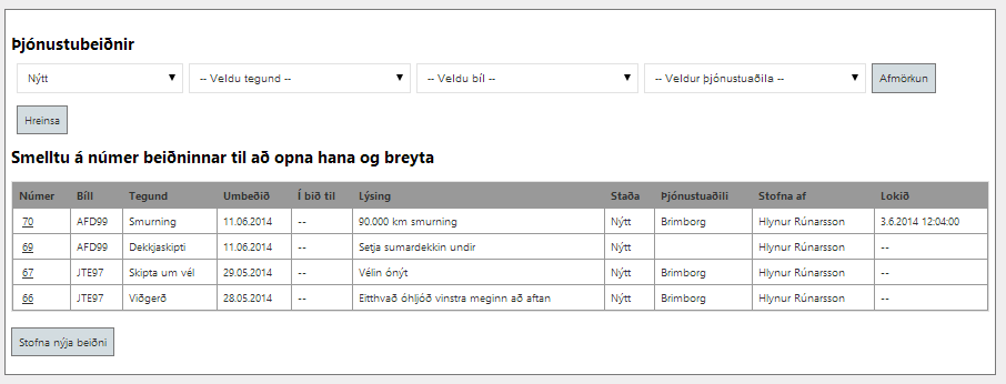 Breytingaskrá í samræmi við aðgerðir í rafrænni þjónustubók Securitas